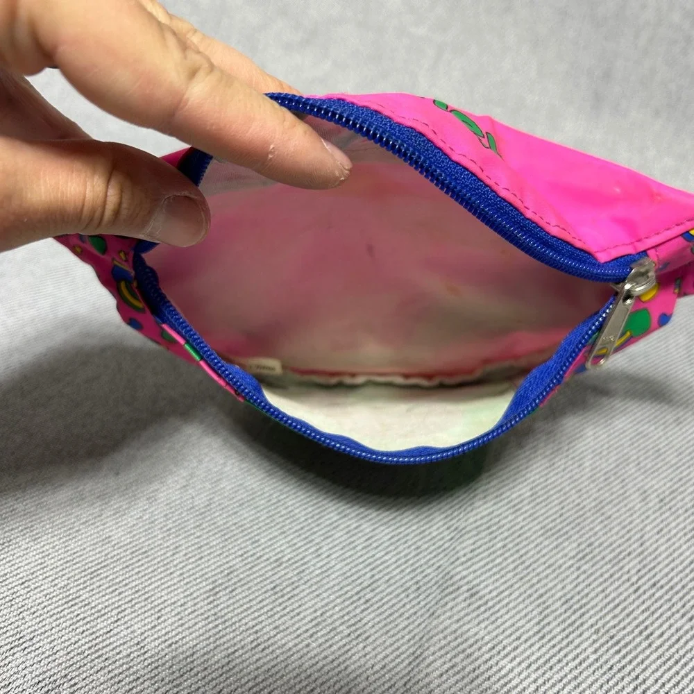 Barney Fanny Pack Kids OS Pink Vintage 1992 Lyons Group Waist Bag Rainbow Heart